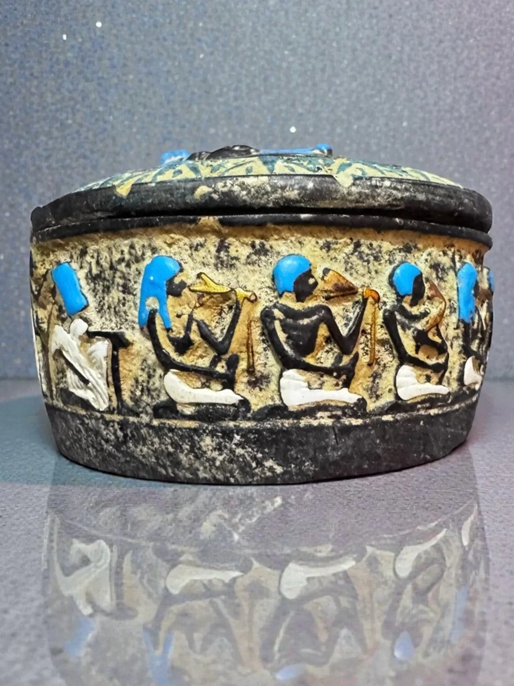 Ancient Egyptian Pharaonic Stone Carved Jewelry Box. New. - Picture 4 of 14